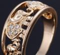 14K GOLD EP 1.9CT DIAMOND SIMULATED LUCKY ELEPHANT RING