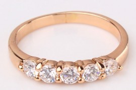 18K GOLD EP 2.0CT DIAMOND SIMULATED 5 STONE ANNIVERSARY RING