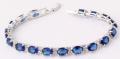 18K W GOLD EP 8 CT DIAMOND SIMULATED SAPPHIRE  LINK BRACELET 