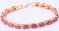 18K  GOLD EP 8 CT DIAMOND SIMULATED RUBY  LINK BRACELET 