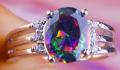 18K W GOLD EP 2.0CT MYSTIC RAINBOW TOPAZ RING WOW