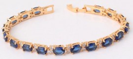 18K  GOLD EP 8 CT DIAMOND SIMULATED SAPPHIRE  LINK BRACELET 