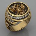 18K GOLD EP MENS EAGLE DIAMOND SIMULATED DRESS RING