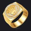 18K GOLD EP ROUND CUT MENS EAGLE DRESS RING 