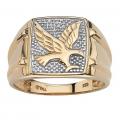 18K GOLD EP ROUND CUT MENS EAGLE DRESS RING 