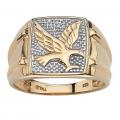 18K GOLD EP ROUND CUT MENS EAGLE DRESS RING 
