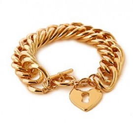 18K GOLD EP CHARM BRACELET HEART