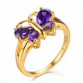 14K GOLD EP 2.5CT AMETHYST CZ BUTTERFLY RING