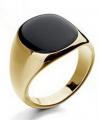 18K GOLD EP BLACK OVAL CUT MENS DRESS RING