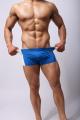 BLUE WHITE swim trunks Swimwear Mens square boxer Style drawstring swimming