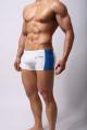 WHITE BLUE swim trunks Swimwear Mens square boxer Style drawstring swimming