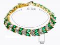 14K GOLD EP 7 CT DIAMOND SIMULATED EMERALD TENNIS LINK BRACELET
