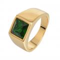 18K GOLD EP CZ EMERALD PRINCESS CUT MENS DRESS RING