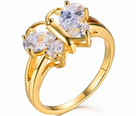 14K GOLD EP 2.5CT DIAMOND SIMULATED BUTTERFLY RING