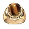 18K GOLD EP TIGER EYE OVAL CUT MENS DRESS RING SIZE  cat eye tigers eye