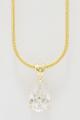 14K GOLD EP PEAR CUT DIAMOND SIMULATED NECKLACE WITH 16 inch CHAIN