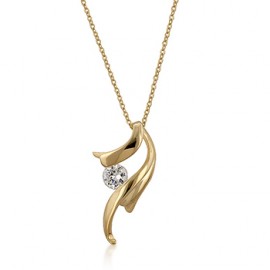 14K  GOLD EP WINGED .88CT  CZ NECKLACE WITH CHAIN