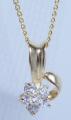 14K GOLD EP ROUND CUT DIAMOND SIMULATED FLOWER NECKLACE WITH 24 inch CHAIN