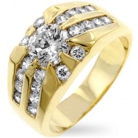 18K GOLD MENS RISING SUN DRESS RING