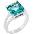 18K W GOLD EP 8.0CT AQUAMARINE SOLITAIRE RING