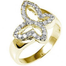 18K GOLD .50CT DIAMOND SIMULATED BUTTERFLY RING