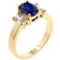 14K GOLD EP 2.6CT DIAMOND SIMULATED SAPPHIRE RING
