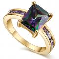 18K GOLD EP 2.5CT MYSTIC TOPAZ & AMETHYST RING