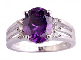 925 2.0CT DIAMOND SIMULATED amethyst RING 