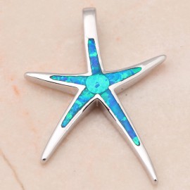 925 BLUE FIRE OPAL STAR 1.0CT  OPAL PENDANT