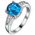 925 1.5CT DIAMOND SIMULATED BLUE TOPAZ RING 