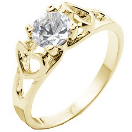 14K GOLD EP 1.44CT CZ TWIN HEARTS RING