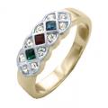 14K GOLD EP 2.0CT RUBY SAPPHIRE EMERALD RING