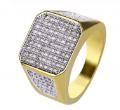 18K GOLD EP CZ ROUND CUT MENS CLUSTER DRESS RING
