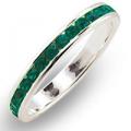 18K WHITE GOLD EP EMERALD ROUND ETERNITY RING