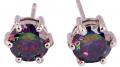 18K W GOLD EP 1.0CT MYSTIC RAINBOW TOPAZ STUD EARRINGS