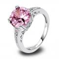 18K W GOLD EP 2.1CT DIAMOND SIMULATED PINK TOPAZ RING 