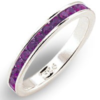 18K WHITE GOLD EP AMETHYST ROUND ETERNITY RING
