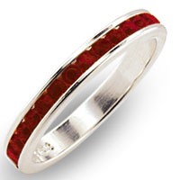 18K WHITE GOLD EP RUBY ROUND ETERNITY RING