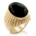 18K GOLD EP OVAL CUT ONYX SET MENS RING
