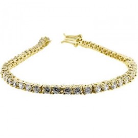 14K GOLD EP 4 CT DIAMOND SIMULATED TENNIS LINK BRACELET