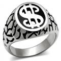 SS ROUND CUT MENS DOLLAR RING BLING