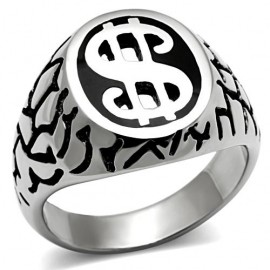SS ROUND CUT MENS DOLLAR RING BLING