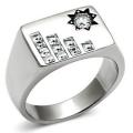 18K W GOLD EP DIAMOND SIMULATED ROUND CUT MENS DRESS RING