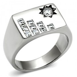 18K W GOLD EP DIAMOND SIMULATED ROUND CUT MENS DRESS RING