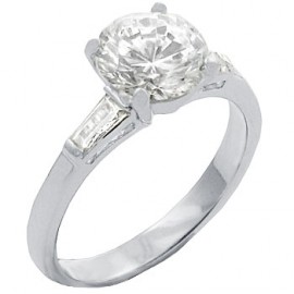18K W GOLD EP 4.5CT DIAMOND SIMULATED SOLITAIRE RING
