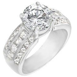 18K W GOLD EP 4.0CT DIAMOND SIMULATED ENGAGEMENT RING