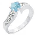 14K GOLD EP 1.85CT DIAMOND SIMULATED AQUAMARINE RING