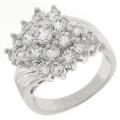 18K W GOLD EP 3.0CT DIAMOND SIMULATED CLUSTER RING
