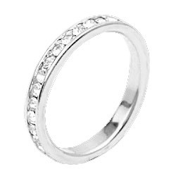 18K WHITE GOLD EP DIAMOND SIMULATED ROUND ETERNITY RING