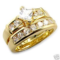 18K GOLD EP 2.8CT SIMULATED DIAMOND WEDDING SET